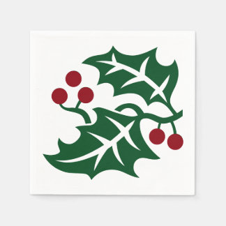 Kerstavond in de Groene Holly en de Rode Berries Servet