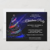 Kerstavond in Glittery, marine Starry Holiday Part Kaart (Voorkant)
