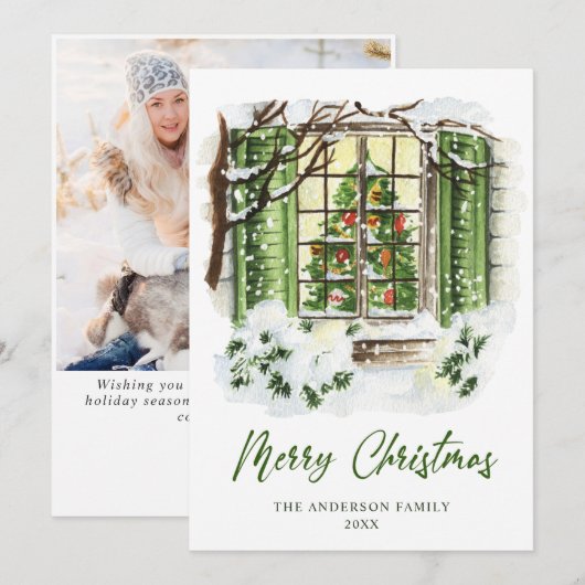 Kerstavond in het kerstfeest feestdagenkaart (Voorkant / Achterkant)