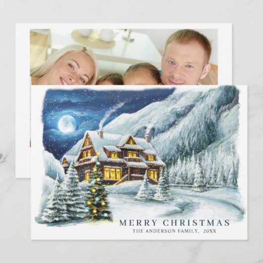 Kerstavond in het kerstfeest feestdagenkaart (Voorkant / Achterkant)