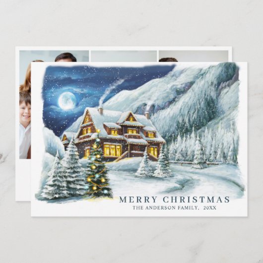 Kerstavond in het kerstfeest feestdagenkaart (Voorkant / Achterkant)