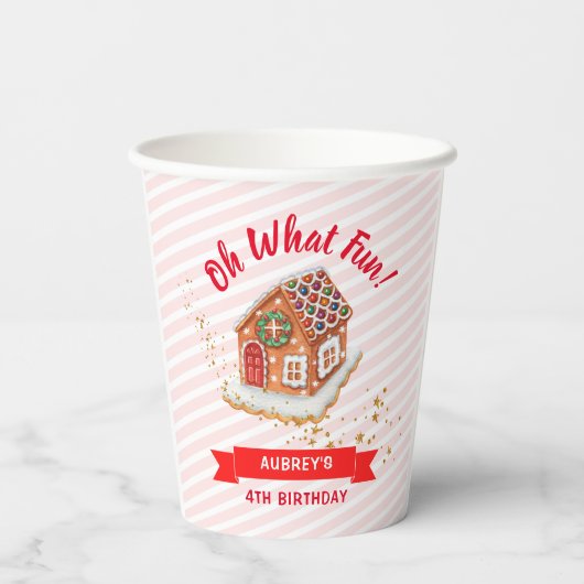 Kerstavond in het roze ontbijt papieren bekers (Achterkant)