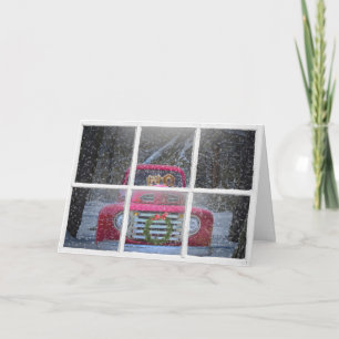 Kerstavond in Red Truck Feestdagen Kaart