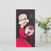  kerstavond in sneeuw feestdagenkaart (Staand voorkant)