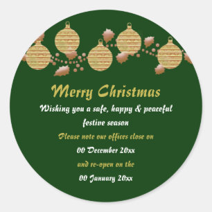 Kerstavond kantoor gesloten van vrede ronde sticker
