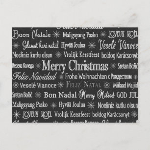 Kerstavond meertalige talen Chalkboard Briefkaart