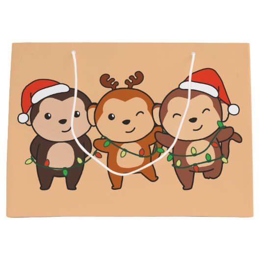 Kerstavond met apen groot cadeauzakje (Voorkant)