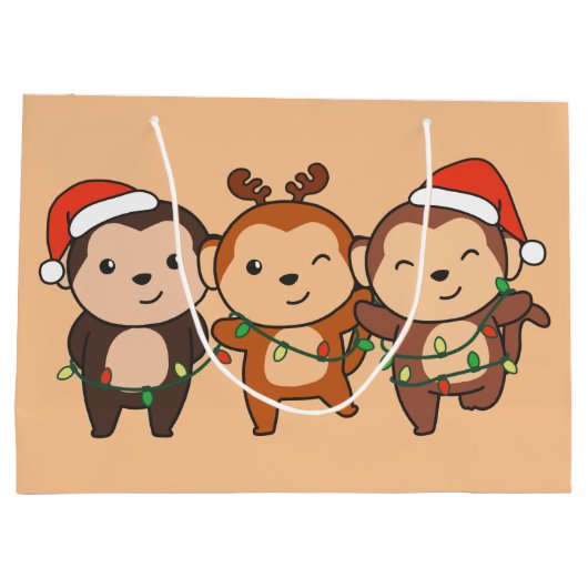 Kerstavond met apen groot cadeauzakje (Achterkant)