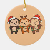 Kerstavond met apen keramisch ornament (Voorkant)