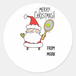 Kerstavond met bal en kerstman ronde sticker