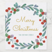 Kerstavond met bruine bessen Wijn Etiket (Enkel label)