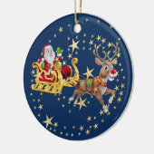Kerstavond met de kerstmansschildpad keramisch ornament (Links)