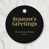 Kerstavond met gouden en zwarte zegens bedankjes labels (Voorkant)