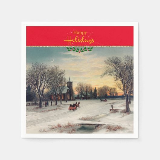 Kerstavond, mooie kunst, servet (Voorkant)