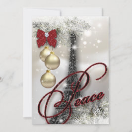 Kerstavond Parijs Card Eiffel Tower Stars Peac Kaart