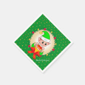 Kerstavond, pijngrommen en sterren op groen servet (Hoek)