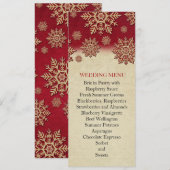 Kerstavond Rode Sneeuwvlokken Bruiloft Menu (Voorkant / Achterkant)