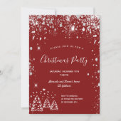 Kerstavond rode zilverglitter kaart (Voorkant)