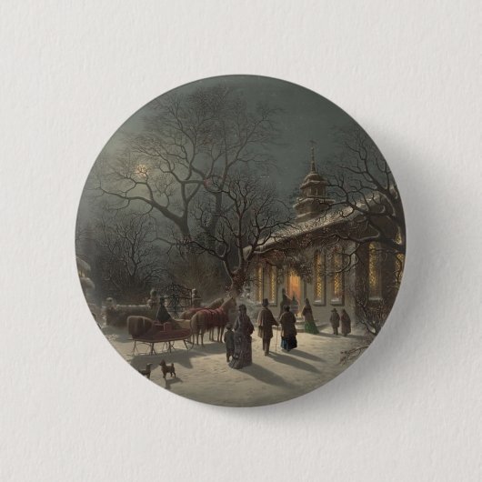 Kerstavond Ronde Button 5,7 Cm (Voorkant)