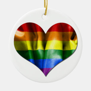 Kerstavond rondreis van de Gay Pride Love Heart Fl Keramisch Ornament