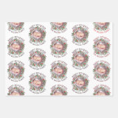 Kerstavond, rood Prettige feestdagen drie foto Inpakpapier Vel (Voorkant 2)