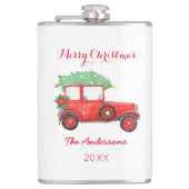 Kerstavond Rood Witte vinylomhulling Heupfles (Voorkant)