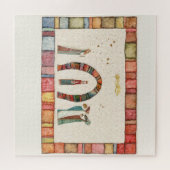 Kerstavond Sleutelhanger keramische bal Ch Legpuzzel (Horizontaal)