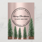 Kerstavond Vakantie Winter Menu Roze Groen (Voorkant)