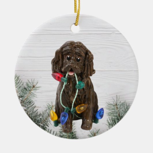 Kerstavond van Boykin Spaniel Keramisch Ornament (Voorkant)