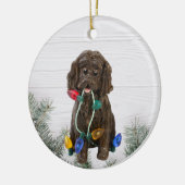 Kerstavond van Boykin Spaniel Keramisch Ornament (Links)