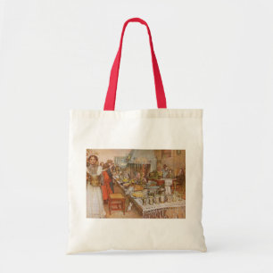 Kerstavond van Carl Larsson, Vintage Holidays Tote Bag