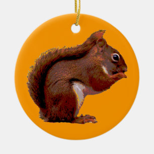 Kerstavond van de rode eekhoorn keramisch ornament