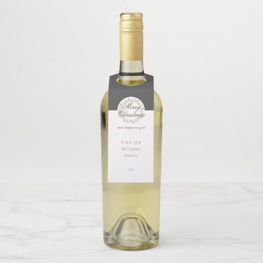 Kerstavond waterverf met zwarte houtskool flessenhanger (Op fles)