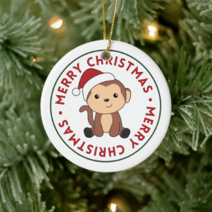 Kerstavond Winterdieren apen Ceram Keramisch Ornament