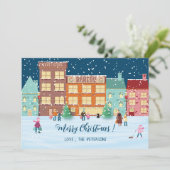 Kerstavondorpenshuis kerstkaart (Staand voorkant)