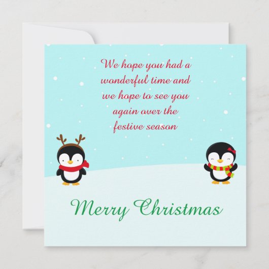Kerstawinterpinguïns en bomen bedankkaart (Achterkant)