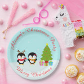 Kerstawinterpinguïns en bomen papieren bordje (Feest)
