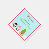 Kerstawinterpinguïns en bomen servet (Hoek)