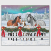 Kerstaxe Bay Buckskin Dapple Gray Horses Cadeaupapier (Vlak)