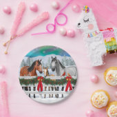 Kerstaxe Bay Buckskin Dapple Gray Horses Papieren Bordje (Feest)