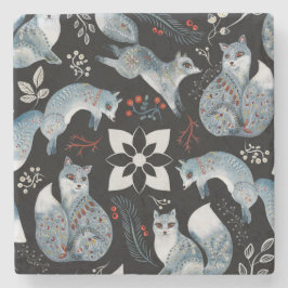 Kerstaxebospatkussen met een schattig bos stenen onderzetter