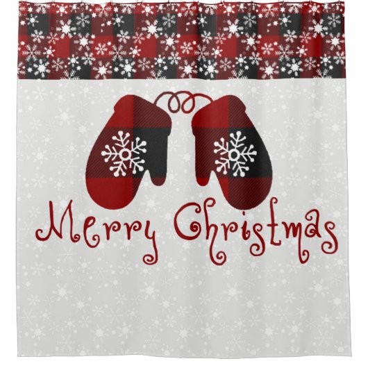 Kerstaxmittens Showgordijn Douchegordijn (Voorkant)