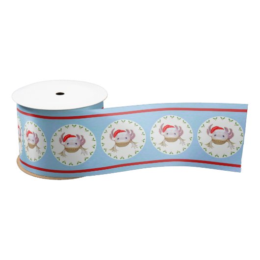 KerstAxolotl met Santa Hat en Fairy Lights Lint (Spoel)