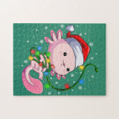 KerstAxolotl Santa Hat Lights Legpuzzel (Horizontaal)