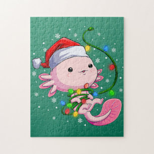 KerstAxolotl Santa Hat Lights Legpuzzel