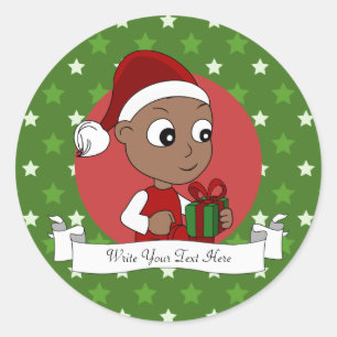 kerstbaby cartoon ronde sticker