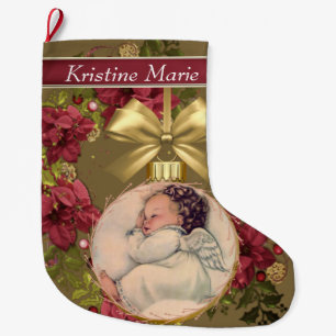 Kerstbaby Girl Angel Gold Ornament Floral Grote Kerstsok