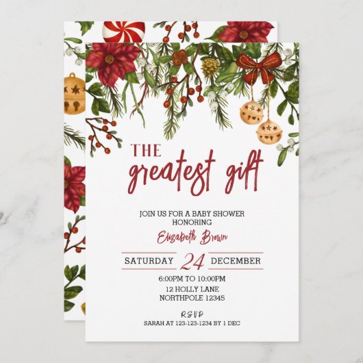 kerstBaby shower, grootst cadeau, mam-to-be Kaart (Voorkant / Achterkant)