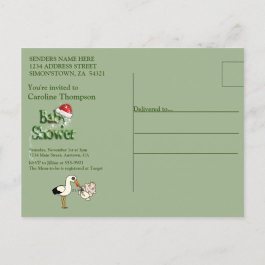 Kerstbaby Shower-uitnodiging Uitnodiging Briefkaart (Achterkant)