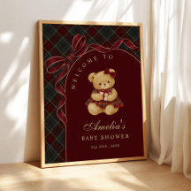 Kerstbabyborrel met oude teddybeer welkom